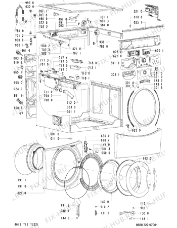 Схема №1 WFW 9750 WR 02 с изображением Руководство для стиральной машины Whirlpool 481244011596