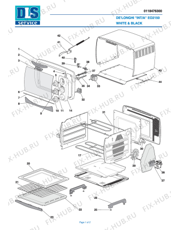 Схема №1 EO 2150 с изображением Панель для электропечи DELONGHI 5918139400