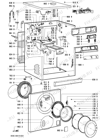 Схема №1 WAL 10786-NORDIC с изображением Обшивка для стиральной машины Whirlpool 481245211284