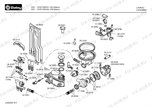 Взрыв-схема посудомоечной машины Balay 3VI211BA vi211 - Схема узла 04