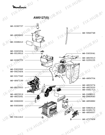 Взрыв-схема микроволновой печи Moulinex AW0127(0) - Схема узла 1P002368.9P3