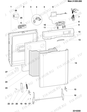 Взрыв-схема посудомоечной машины Hotpoint DWF70S (F029796) - Схема узла