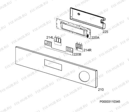 Взрыв-схема плиты (духовки) Electrolux EOB8757ZOZ - Схема узла Command panel 037