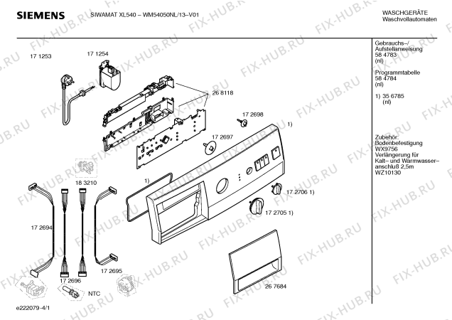 Схема №1 WM54050NL SIWAMAT Grandeur XL 540 с изображением Панель управления для стиральной машины Siemens 00356785