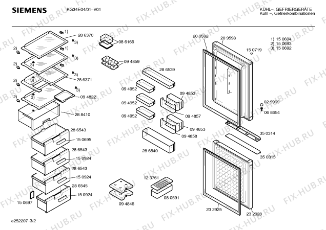 Взрыв-схема холодильника Siemens KG34E04 - Схема узла 02