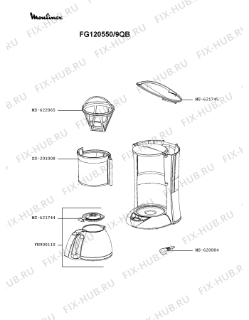 Схема №1 FG110550/9QB с изображением Держатель фильтра для кофеварки (кофемашины) Moulinex SS-201008