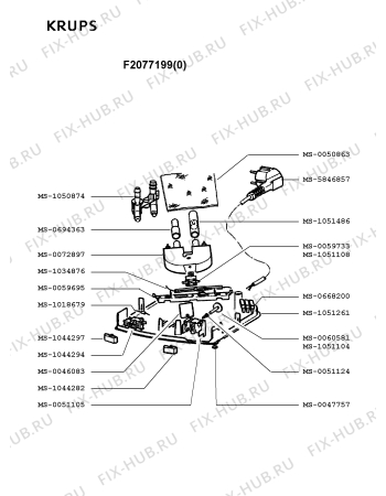 Взрыв-схема кофеварки (кофемашины) Krups F2077199(0) - Схема узла HP001567.7P2