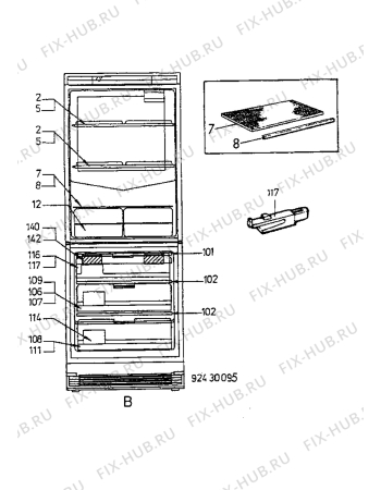 Взрыв-схема холодильника Electrolux ER3014B - Схема узла Internal parts