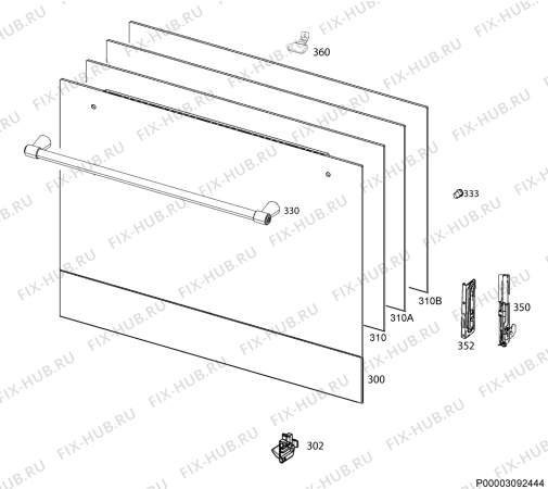 Взрыв-схема плиты (духовки) Ikea GRANSLOS 90300867 - Схема узла Door