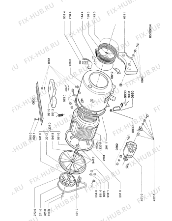 Схема №1 AWL 3688 с изображением Винт для стиральной машины Whirlpool 481950218463