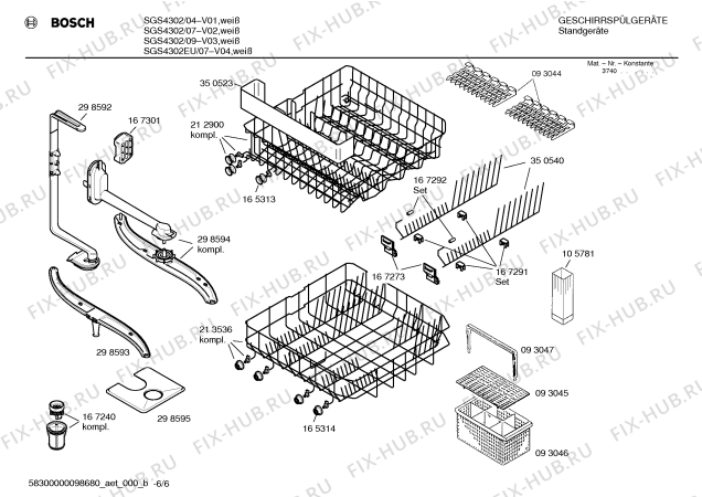 Взрыв-схема посудомоечной машины Bosch SGS4302 - Схема узла 06