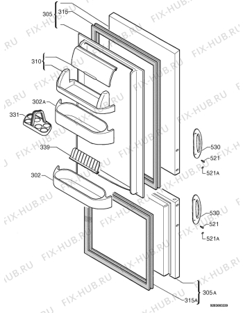 Взрыв-схема холодильника Arthurmartinelux ARA3860 - Схема узла Door 003