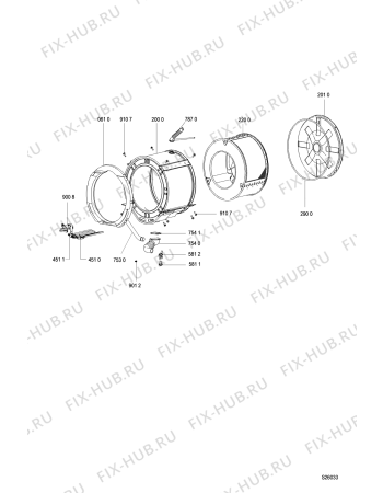 Схема №3 WA 4056 с изображением Проводка для стиральной машины Whirlpool 480111102128