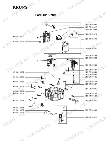 Взрыв-схема кофеварки (кофемашины) Krups EA901010/70B - Схема узла GP005005.6P3