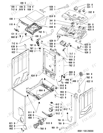 Схема №1 AWA 1002 с изображением Обшивка для стиральной машины Whirlpool 481245211147