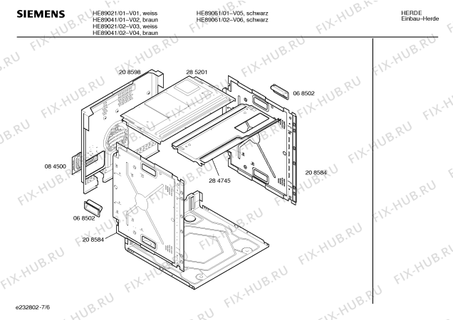 Взрыв-схема плиты (духовки) Siemens HE89061 - Схема узла 06