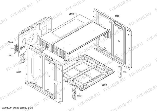 Взрыв-схема плиты (духовки) Siemens HB41AB521J - Схема узла 05