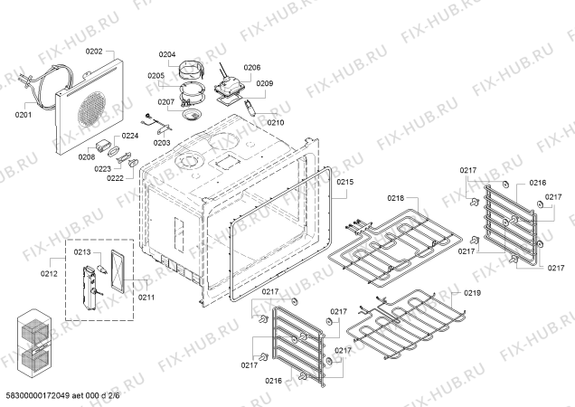 Схема №2 BX481610 с изображением Панель для электропечи Bosch 00770463