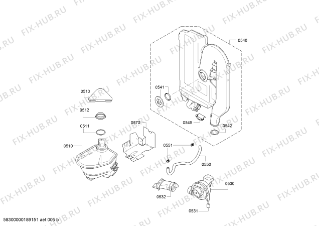 Взрыв-схема посудомоечной машины Bosch SMS88TI36E Perfect Dry, Serie 8 - Схема узла 06