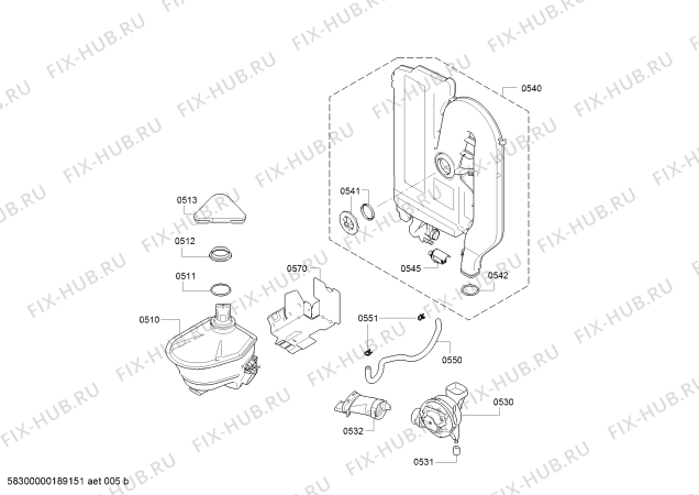 Взрыв-схема посудомоечной машины Bosch SMS88TI07E ActiveWater Eco² Serie 8 - Схема узла 06