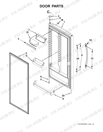 Схема №2 5VEL88TRAS с изображением Уплотнитель (прокладка) для холодильной камеры Whirlpool 482000013268