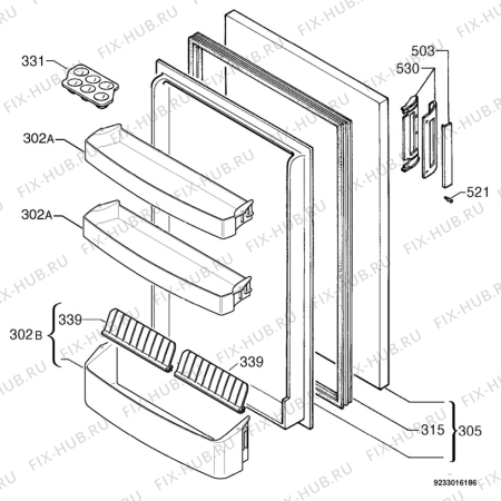Взрыв-схема холодильника Electrolux ERM15100 - Схема узла Door 003