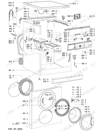 Схема №1 AWO/D 4112 с изображением Обшивка для стиральной машины Whirlpool 481245217833