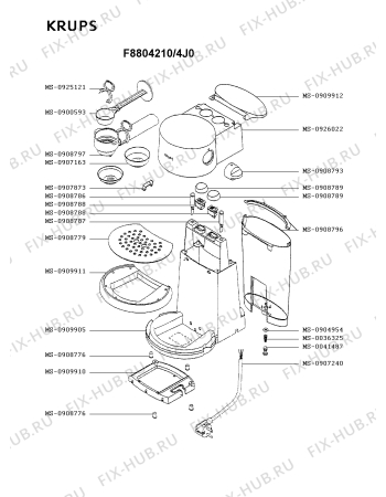 Взрыв-схема кофеварки (кофемашины) Krups F8804210/4J0 - Схема узла GP003756.4P3