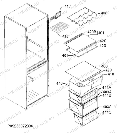 Взрыв-схема холодильника Aeg RCB53431LW - Схема узла Internal parts