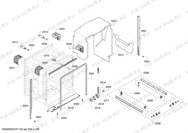 Взрыв-схема посудомоечной машины Bosch SHX43RH5UC SilencePlus 48dBA - Схема узла 03