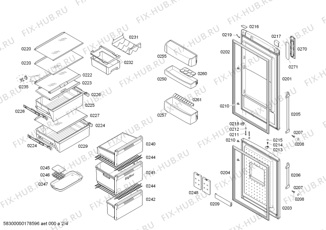Схема №2 3KR7668P с изображением Поднос для холодильника Bosch 00748629