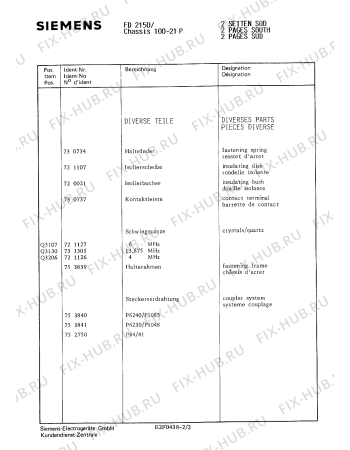 Взрыв-схема видеотехники Siemens FD2150 - Схема узла 02