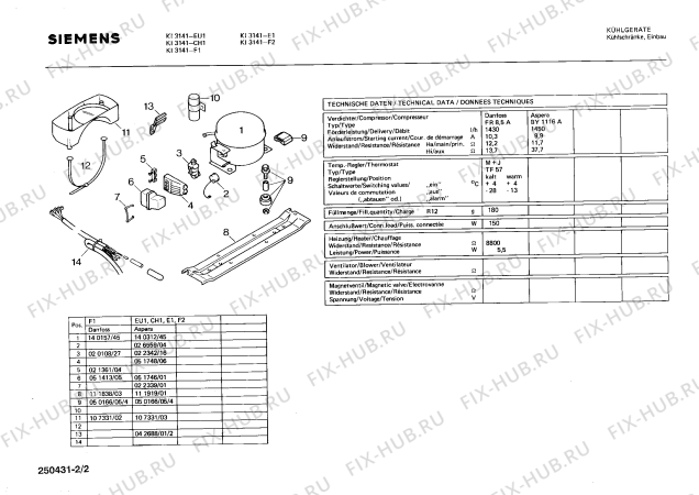 Взрыв-схема холодильника Siemens KI3141 - Схема узла 02