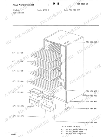 Взрыв-схема холодильника Aeg SAN2500 E - Схема узла Housing 001