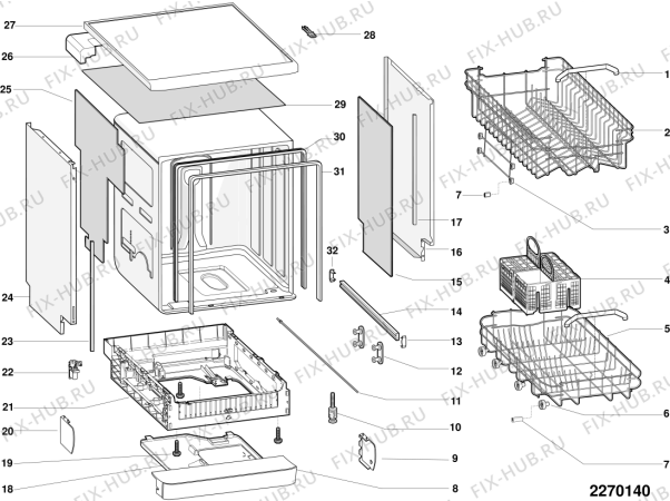 Схема №1 LDFA12H14XEU (F077095) с изображением Панель для электропосудомоечной машины Indesit C00291114