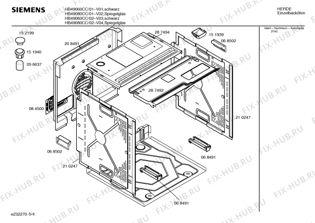 Взрыв-схема плиты (духовки) Siemens HB49060CC - Схема узла 04