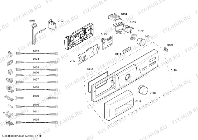 Схема №1 3TS72129AD с изображением Ручка для стиральной машины Bosch 00644681
