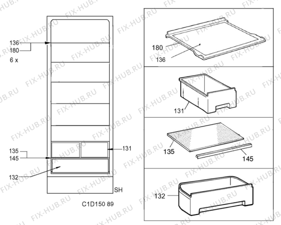 Взрыв-схема холодильника Electrolux AR8218C - Схема узла C10 Interior