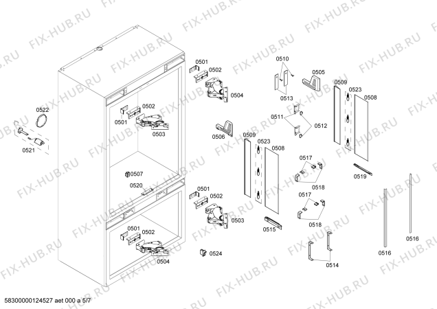 Схема №2 T36IT71NNP с изображением Монтажный набор для холодильника Bosch 00664892