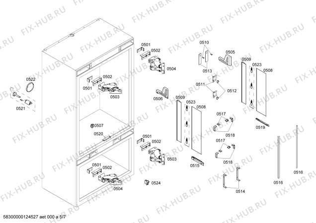 Схема №2 B36IT71NNP с изображением Крепеж для холодильной камеры Bosch 00663160