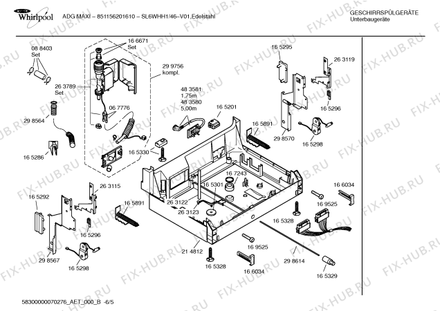 Схема №3 SL6WHH1 ADGMAXI-851156201610 с изображением Инструкция по эксплуатации для посудомоечной машины Bosch 00592501