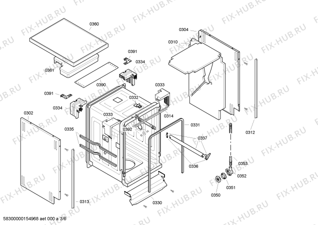 Схема №3 SRS46T52EU с изображением Передняя панель для посудомойки Bosch 00704619