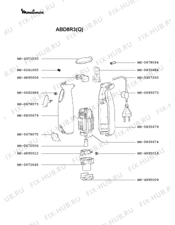 Взрыв-схема блендера (миксера) Moulinex ABD8R3(Q) - Схема узла OP002407.2P2