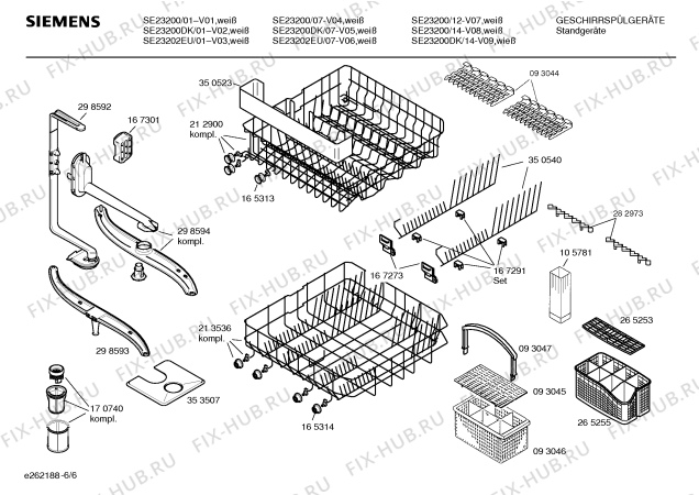 Взрыв-схема посудомоечной машины Siemens SE23200 - Схема узла 06