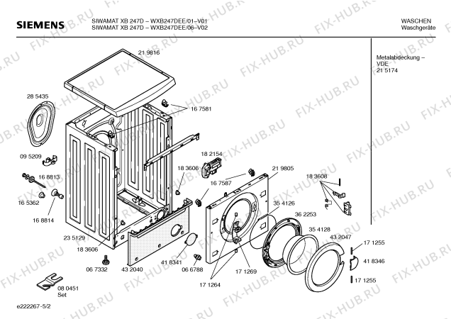 Схема №2 WXB247DEE SIWAMAT XB247D с изображением Инструкция по эксплуатации для стиральной машины Siemens 00588000