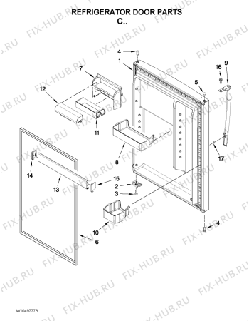 Схема №1 5VM9BXGFYW с изображением Ручка двери для холодильной камеры Whirlpool 482000013622