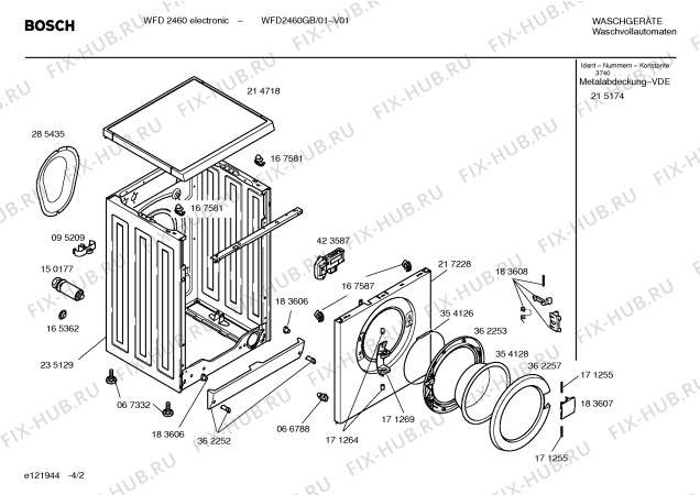 Взрыв-схема стиральной машины Bosch WFD2460GB WFD2460 electronic - Схема узла 02