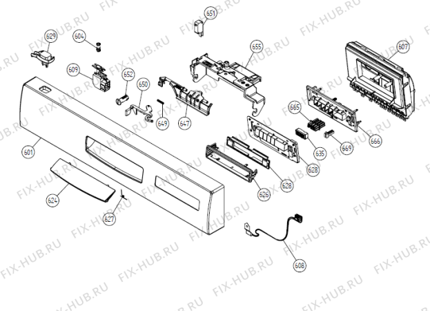 Схема №1 DM55 SE   -White Bi (336975, DW20.5) с изображением Панель управления для электропосудомоечной машины Gorenje 342786