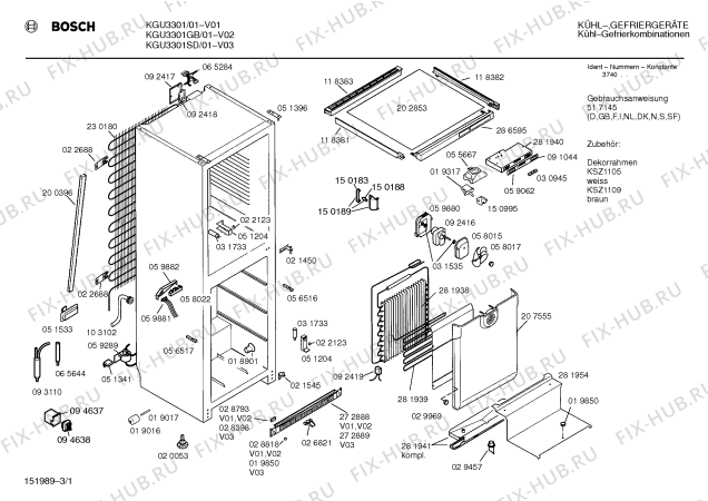 Схема №1 KGU3301SD с изображением Вентиляционный канал для холодильника Bosch 00281954