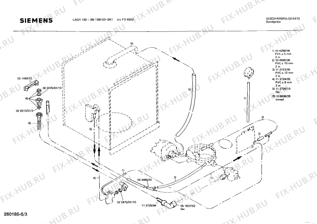 Взрыв-схема посудомоечной машины Siemens SN130053 - Схема узла 03